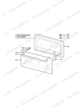 Взрыв-схема плиты (духовки) Parkinson Cowan DSIG456WN - Схема узла H10 Grill door assy